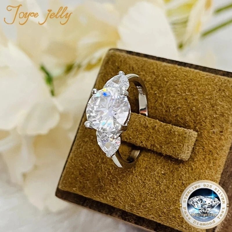 JoyceJelly Luxury Wedding Sterling 925 Silver Ring 3 Carat D-COLOR Moissanite Diamond Jewelry For Women Classic Four Claw Design - Tara's Tiny Treasures