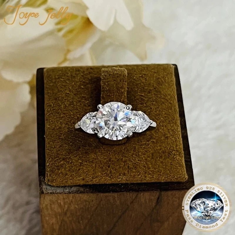 JoyceJelly Luxury Wedding Sterling 925 Silver Ring 3 Carat D-COLOR Moissanite Diamond Jewelry For Women Classic Four Claw Design - Tara's Tiny Treasures