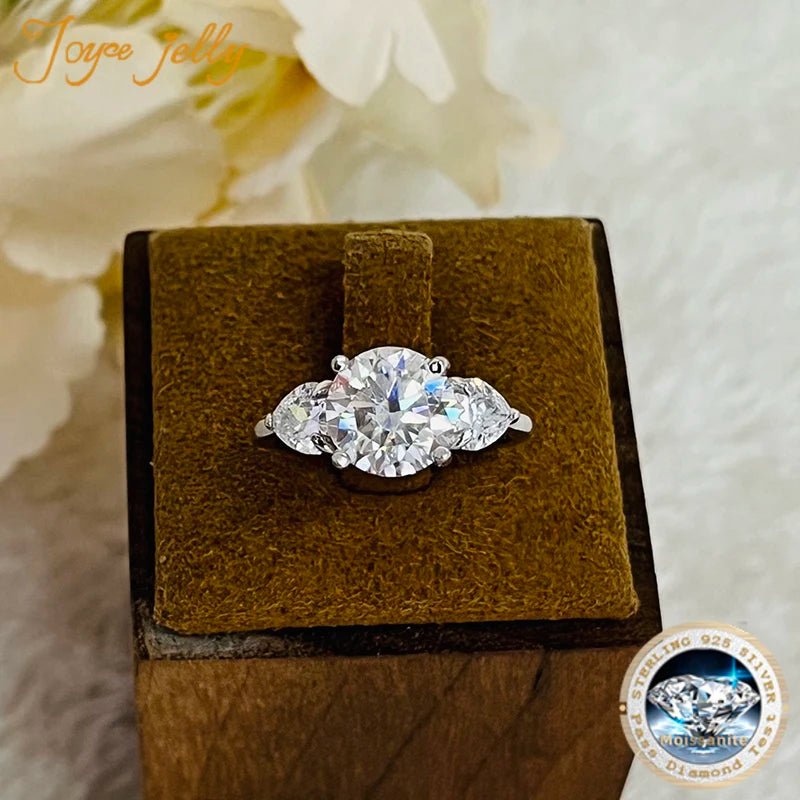 JoyceJelly Luxury Wedding Sterling 925 Silver Ring 3 Carat D-COLOR Moissanite Diamond Jewelry For Women Classic Four Claw Design - Tara's Tiny Treasures