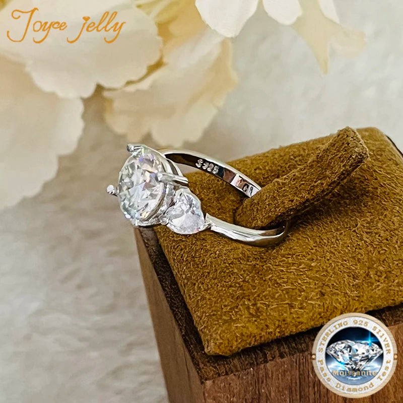 JoyceJelly Luxury Wedding Sterling 925 Silver Ring 3 Carat D-COLOR Moissanite Diamond Jewelry For Women Classic Four Claw Design - Tara's Tiny Treasures