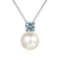 JoyceJelly S925 Sterling Silver 0.3ct D-color Moissanite Necklace 8mm Pearl Pendant Chain Women's Moissanite Diamond Jewelry - Tara's Tiny Treasures