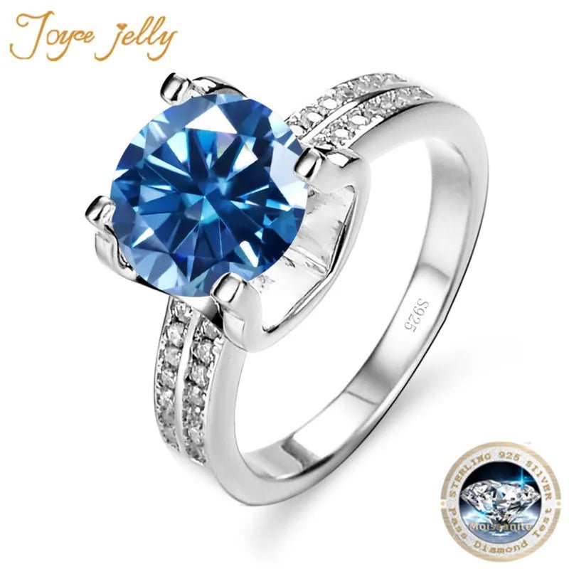 JoyceJelly S925 Sterling Silver Ring 9mm 3CT Moissanite Diamond Jewelry Female Luxury Wedding Bands Bridal Sets Cocktail Ring - Tara's Tiny Treasures