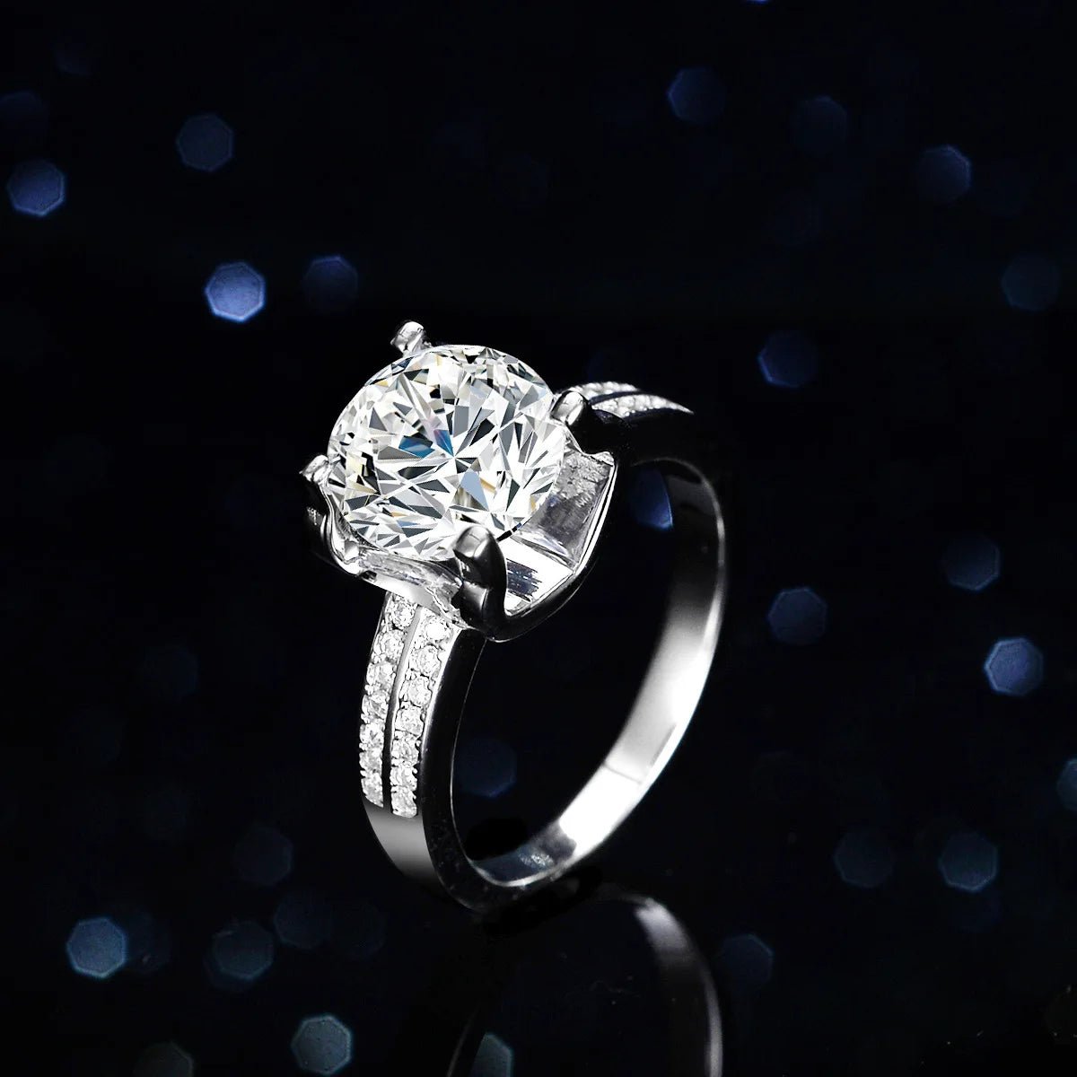 JoyceJelly S925 Sterling Silver Ring 9mm 3CT Moissanite Diamond Jewelry Female Luxury Wedding Bands Bridal Sets Cocktail Ring - Tara's Tiny Treasures