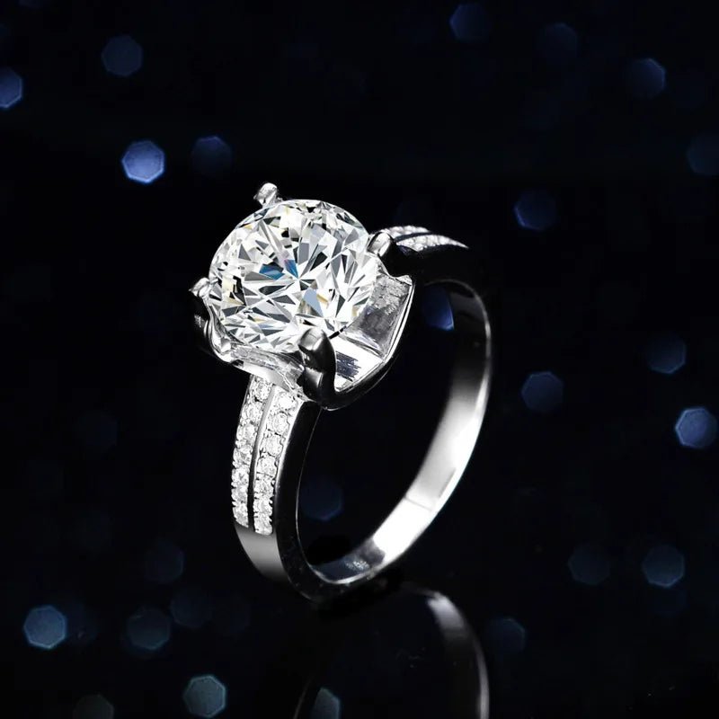 JoyceJelly S925 Sterling Silver Ring 9mm 3CT Moissanite Diamond Jewelry Female Luxury Wedding Bands Bridal Sets Cocktail Ring - Tara's Tiny Treasures