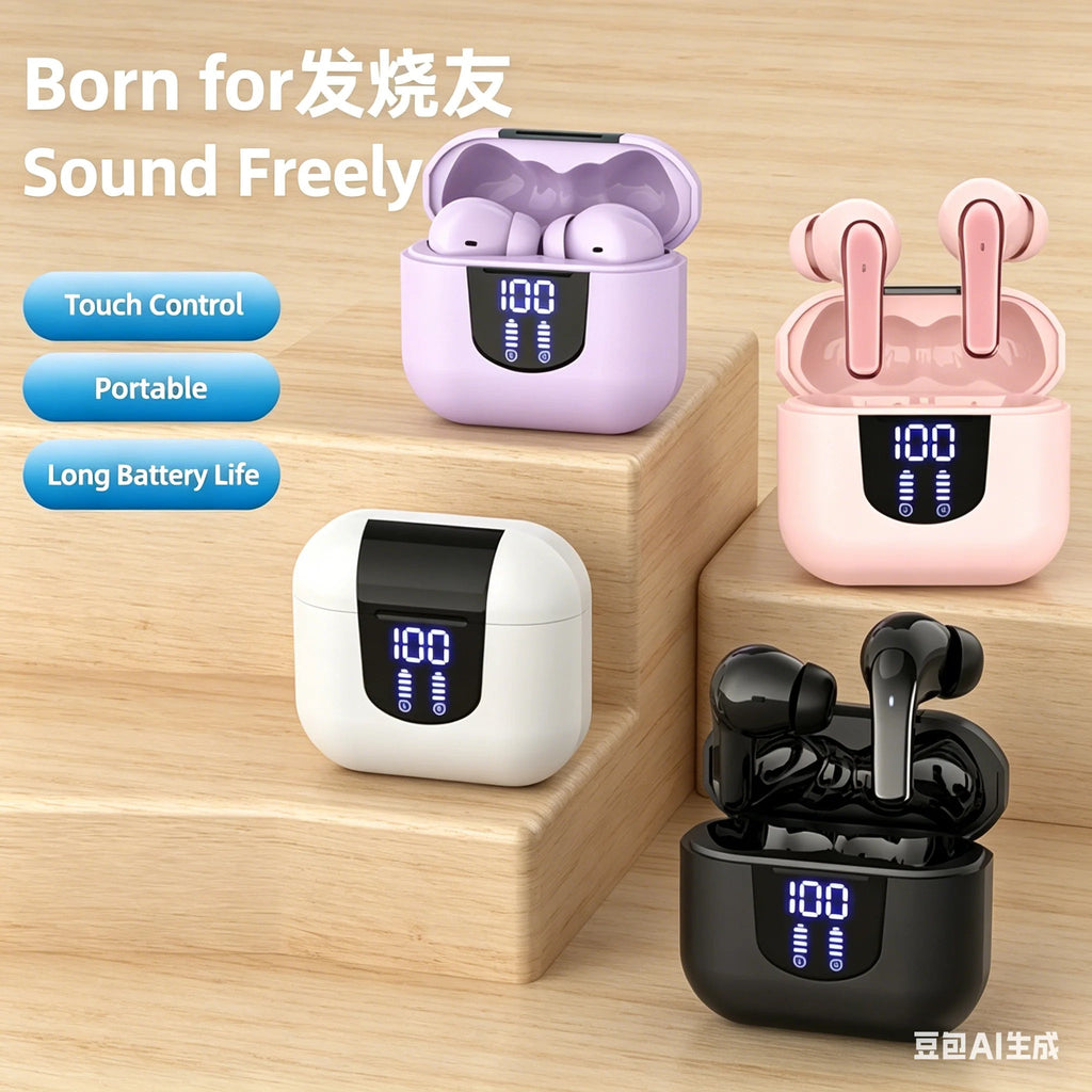 K06 TWS Wireless Bluetooth Headphones LED Power Display HiFi Audio Long Endurance In-Ear Sports Earbuds For Android IOS - Tara's Tiny Treasures