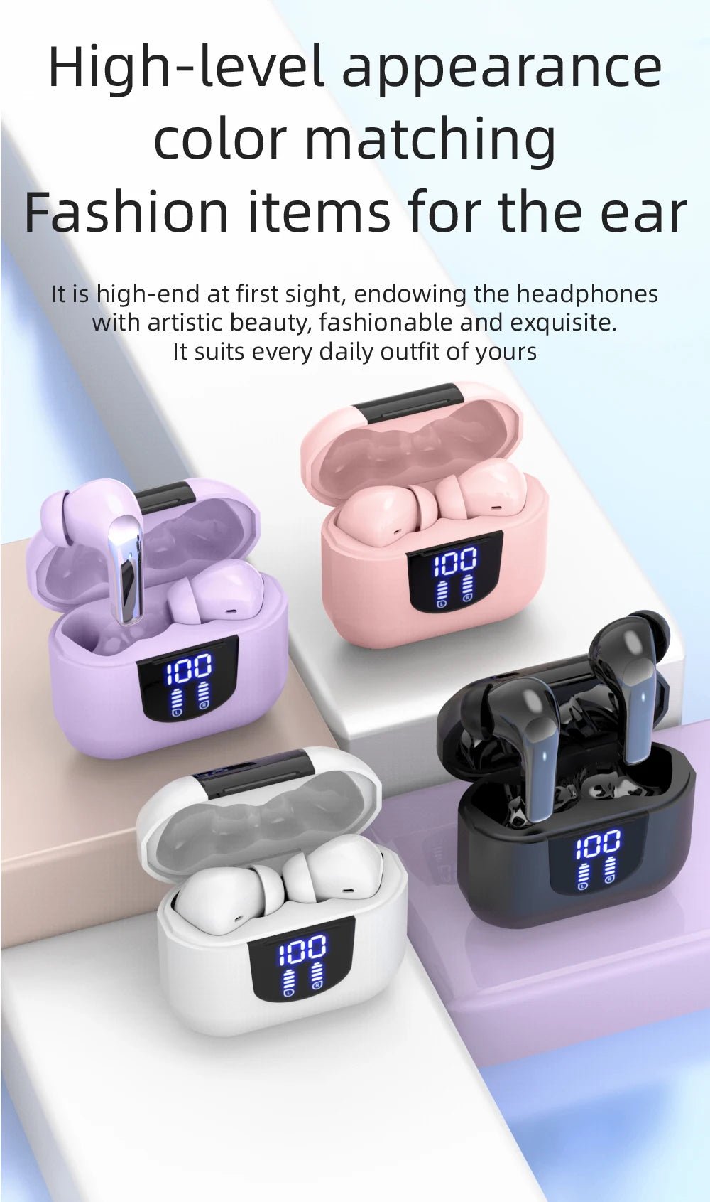 K06 TWS Wireless Bluetooth Headphones LED Power Display HiFi Audio Long Endurance In-Ear Sports Earbuds For Android IOS - Tara's Tiny Treasures