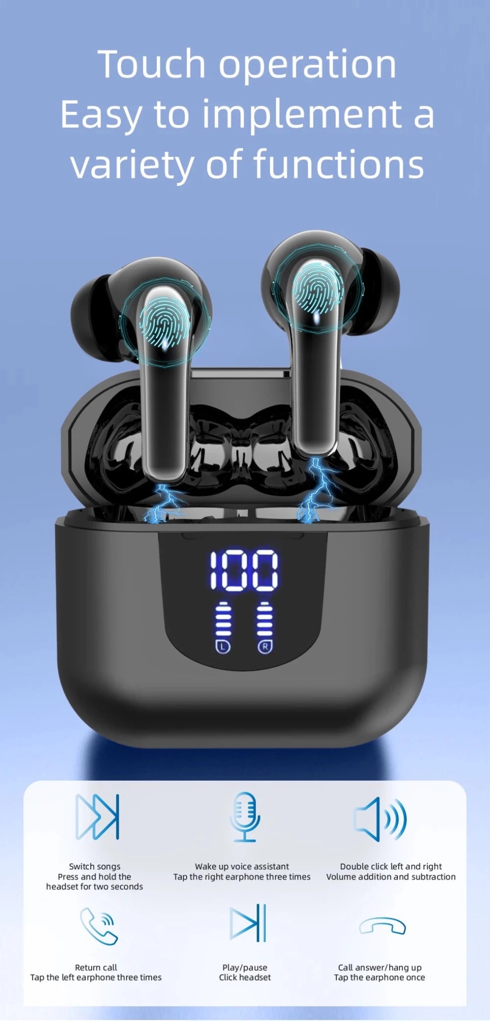 K06 TWS Wireless Bluetooth Headphones LED Power Display HiFi Audio Long Endurance In-Ear Sports Earbuds For Android IOS - Tara's Tiny Treasures