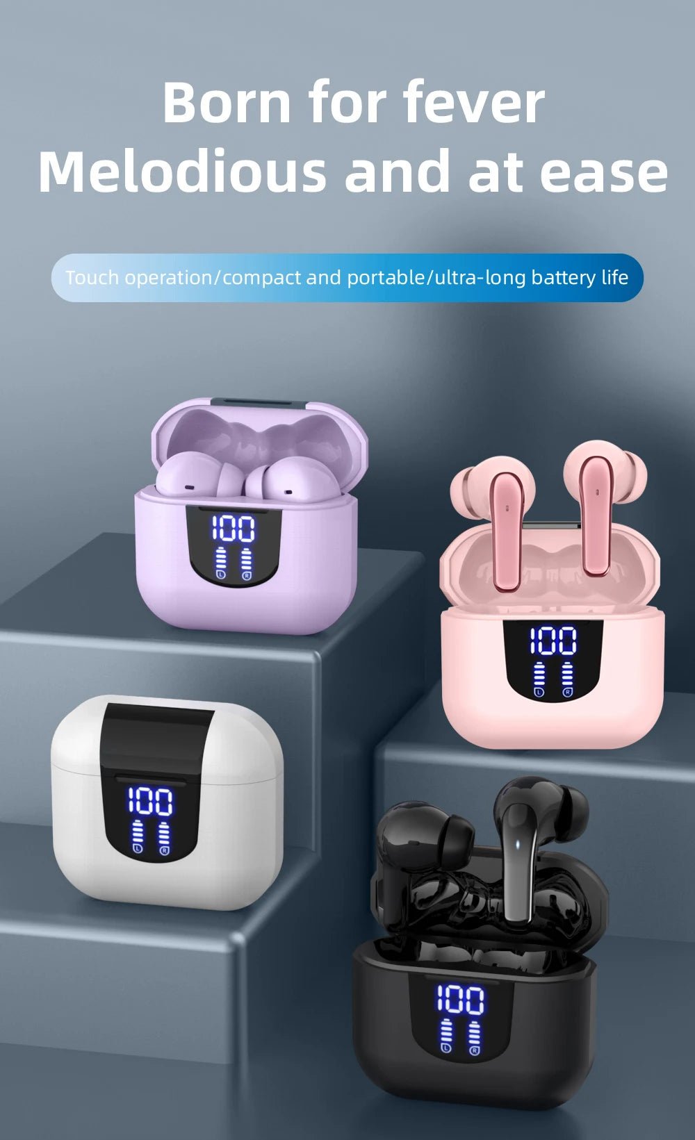 K06 TWS Wireless Bluetooth Headphones LED Power Display HiFi Audio Long Endurance In-Ear Sports Earbuds For Android IOS - Tara's Tiny Treasures