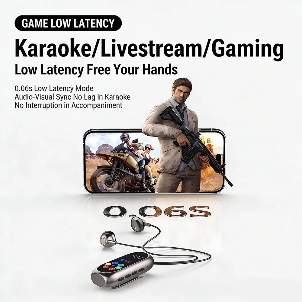 KEBIDUMEI Clip-on Earphones Bluetooth 5.4 Headphones Gaming Headsets TWS Wireless Earbuds Support TF Card K Song Monitor Mode - Tara's Tiny Treasures