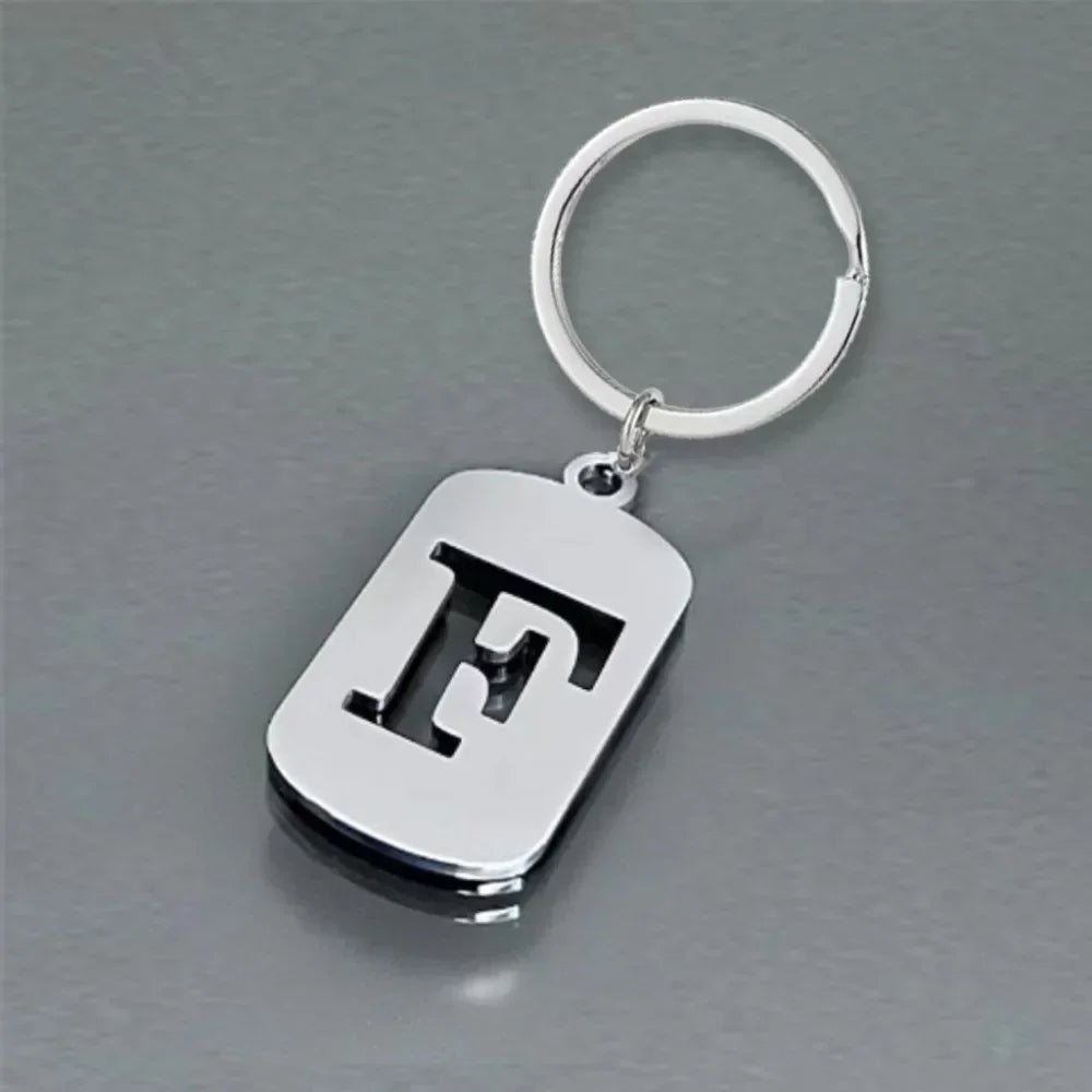 Key Chains Ring Party Jewelry Gift Cool A-Z Letters Keychain Men Wallet Charms 26 Initials Alphabet PendantStainless Steel - Tara's Tiny Treasures