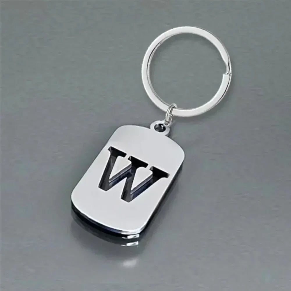 Key Chains Ring Party Jewelry Gift Cool A-Z Letters Keychain Men Wallet Charms 26 Initials Alphabet PendantStainless Steel - Tara's Tiny Treasures