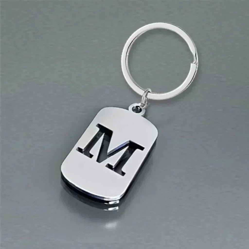 Key Chains Ring Party Jewelry Gift Cool A-Z Letters Keychain Men Wallet Charms 26 Initials Alphabet PendantStainless Steel - Tara's Tiny Treasures