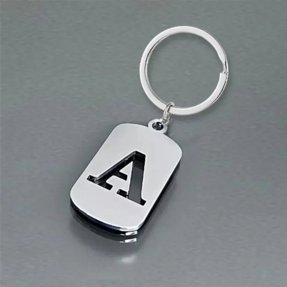 Key Chains Ring Party Jewelry Gift Cool A-Z Letters Keychain Men Wallet Charms 26 Initials Alphabet PendantStainless Steel - Tara's Tiny Treasures