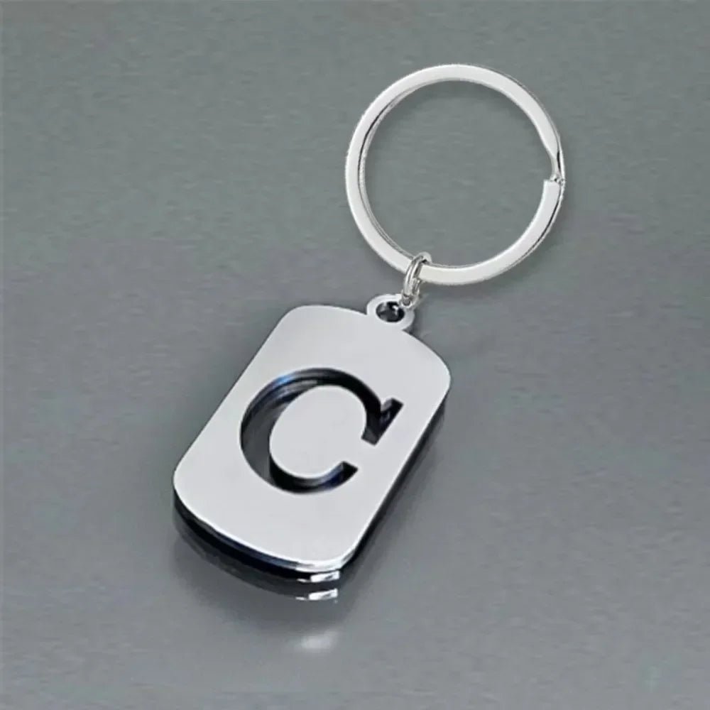 Key Chains Ring Party Jewelry Gift Cool A-Z Letters Keychain Men Wallet Charms 26 Initials Alphabet PendantStainless Steel - Tara's Tiny Treasures