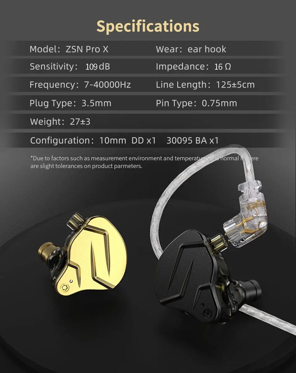 KZ ZSN Pro X 1DD 1BA Metal HIFI In Ear Earphone Bass Earbuds Hybrid Driver Sport Headset Very Low Voice For ZSX ZAX ASX EDX Z1 - Tara's Tiny Treasures
