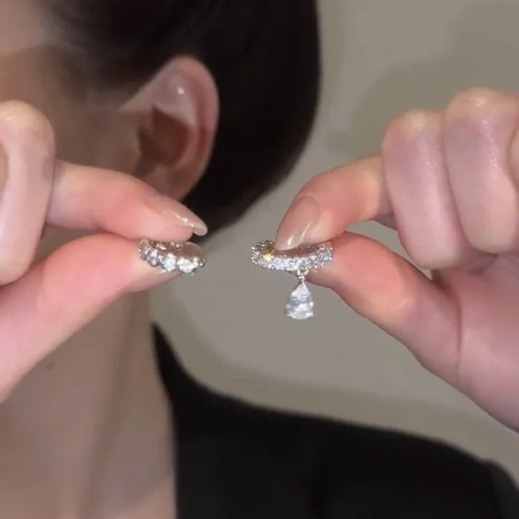 LATS Copper Inlaid with Zirconia Clip Earrings for Women Silver Plated Cross Snowflake Without Piercing Ear Cuff Girl Jewelry - Tara's Tiny Treasures