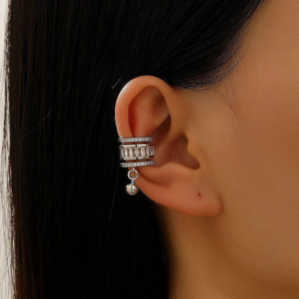 LATS Copper Inlaid with Zirconia Clip Earrings for Women Silver Plated Cross Snowflake Without Piercing Ear Cuff Girl Jewelry - Tara's Tiny Treasures