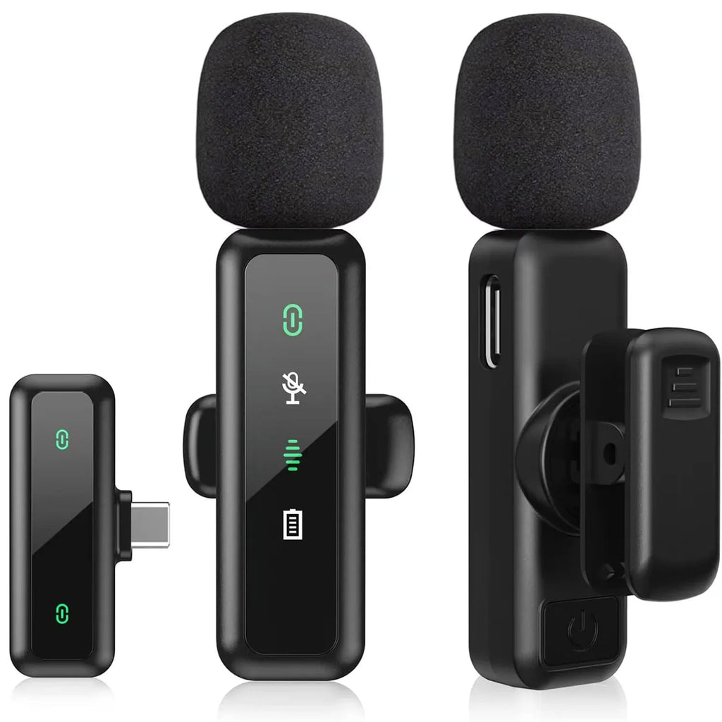 Lavalier Wireless Microphone 80mAh Rechargeable Battery Clip-On Podcast Mic for Streaming Vlogging Voice Recording Plug & Play - Tara's Tiny Treasures