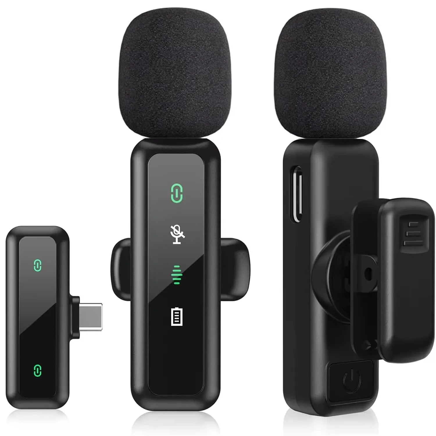 Lavalier Wireless Microphone 80mAh Rechargeable Battery Clip-On Podcast Mic for Streaming Vlogging Voice Recording Plug & Play - Tara's Tiny Treasures