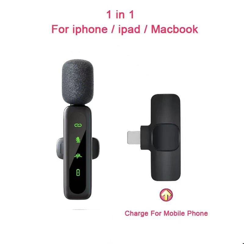 Lavalier Wireless Microphone 80mAh Rechargeable Battery Clip-On Podcast Mic for Streaming Vlogging Voice Recording Plug & Play - Tara's Tiny Treasures