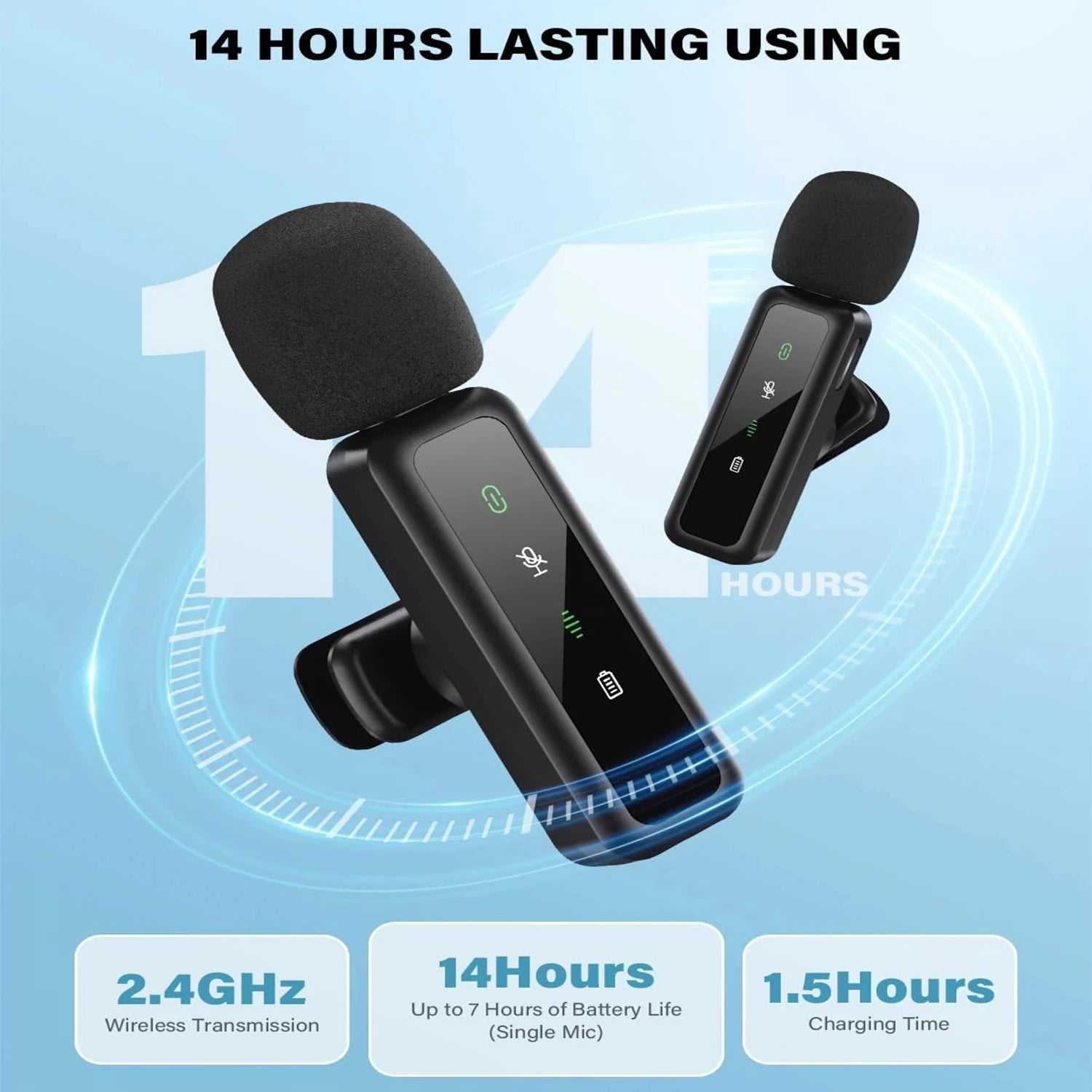 Lavalier Wireless Microphone 80mAh Rechargeable Battery Clip-On Podcast Mic for Streaming Vlogging Voice Recording Plug & Play - Tara's Tiny Treasures