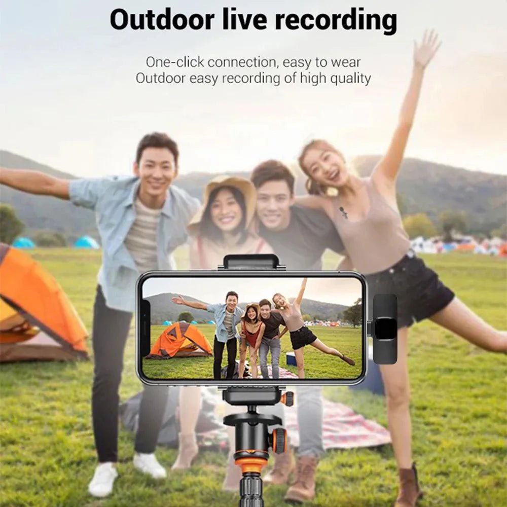 Lavalier Wireless Microphone 80mAh Rechargeable Battery Clip-On Podcast Mic for Streaming Vlogging Voice Recording Plug & Play - Tara's Tiny Treasures