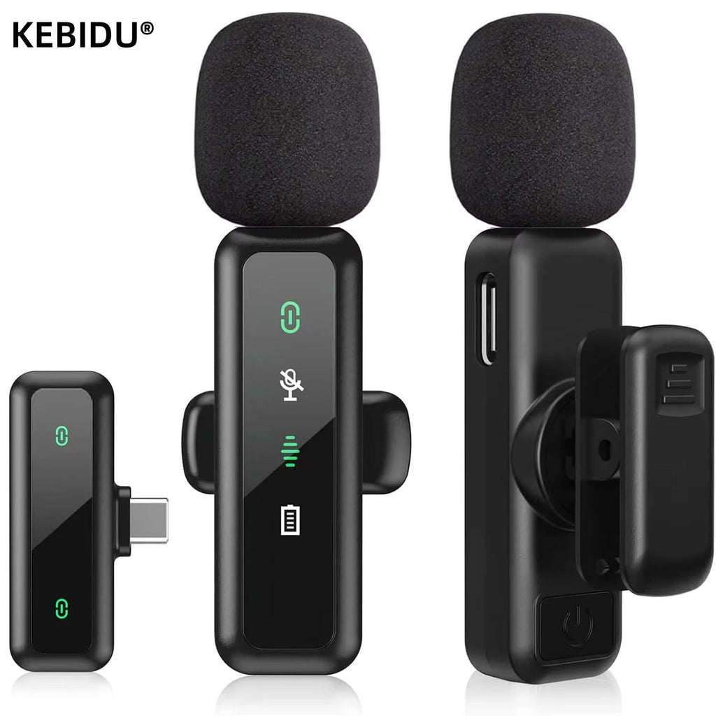 Lavalier Wireless Microphone 80mAh Rechargeable Battery Clip-On Podcast Mic for Streaming Vlogging Voice Recording Plug & Play - Tara's Tiny Treasures