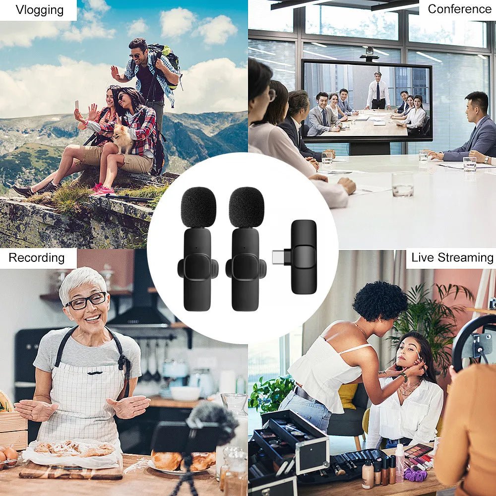 Lavalier Wireless Microphone 80mAh Rechargeable Battery Clip-On Podcast Mic for Streaming Vlogging Voice Recording Plug & Play - Tara's Tiny Treasures