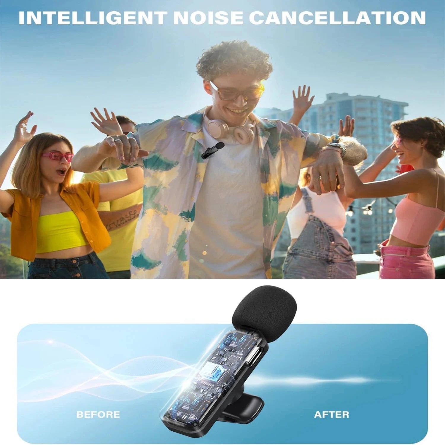 Lavalier Wireless Microphone 80mAh Rechargeable Battery Clip-On Podcast Mic for Streaming Vlogging Voice Recording Plug & Play - Tara's Tiny Treasures