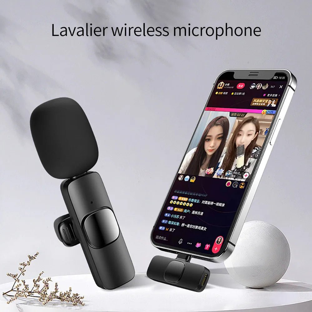 Lavalier Wireless Microphone 80mAh Rechargeable Battery Clip-On Podcast Mic for Streaming Vlogging Voice Recording Plug & Play - Tara's Tiny Treasures