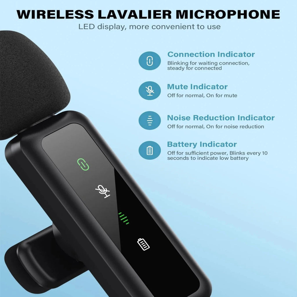 Lavalier Wireless Microphone 80mAh Rechargeable Battery Clip-On Podcast Mic for Streaming Vlogging Voice Recording Plug & Play - Tara's Tiny Treasures