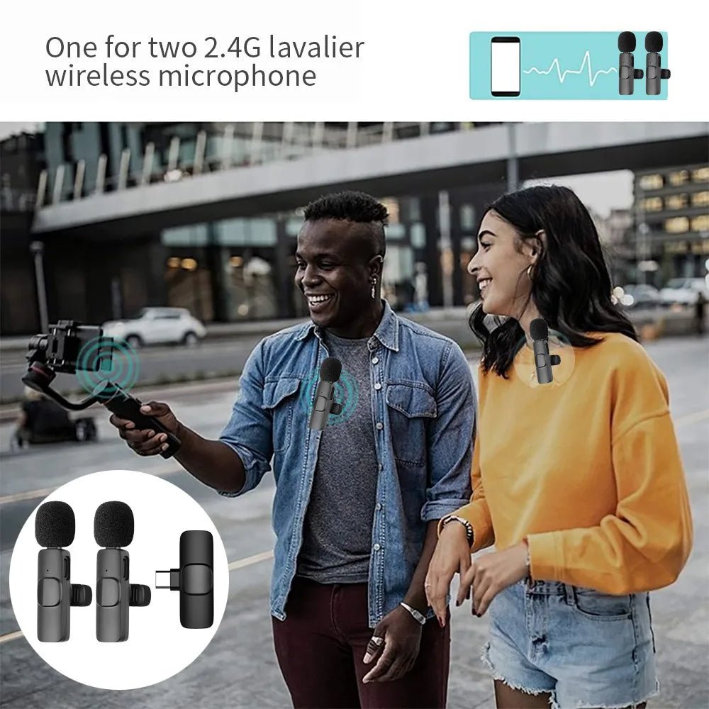 Lavalier Wireless Microphone 80mAh Rechargeable Battery Clip-On Podcast Mic for Streaming Vlogging Voice Recording Plug & Play - Tara's Tiny Treasures
