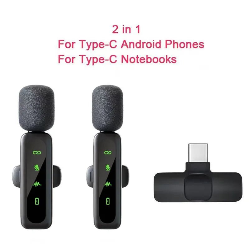 Lavalier Wireless Microphone 80mAh Rechargeable Battery Clip-On Podcast Mic for Streaming Vlogging Voice Recording Plug & Play - Tara's Tiny Treasures