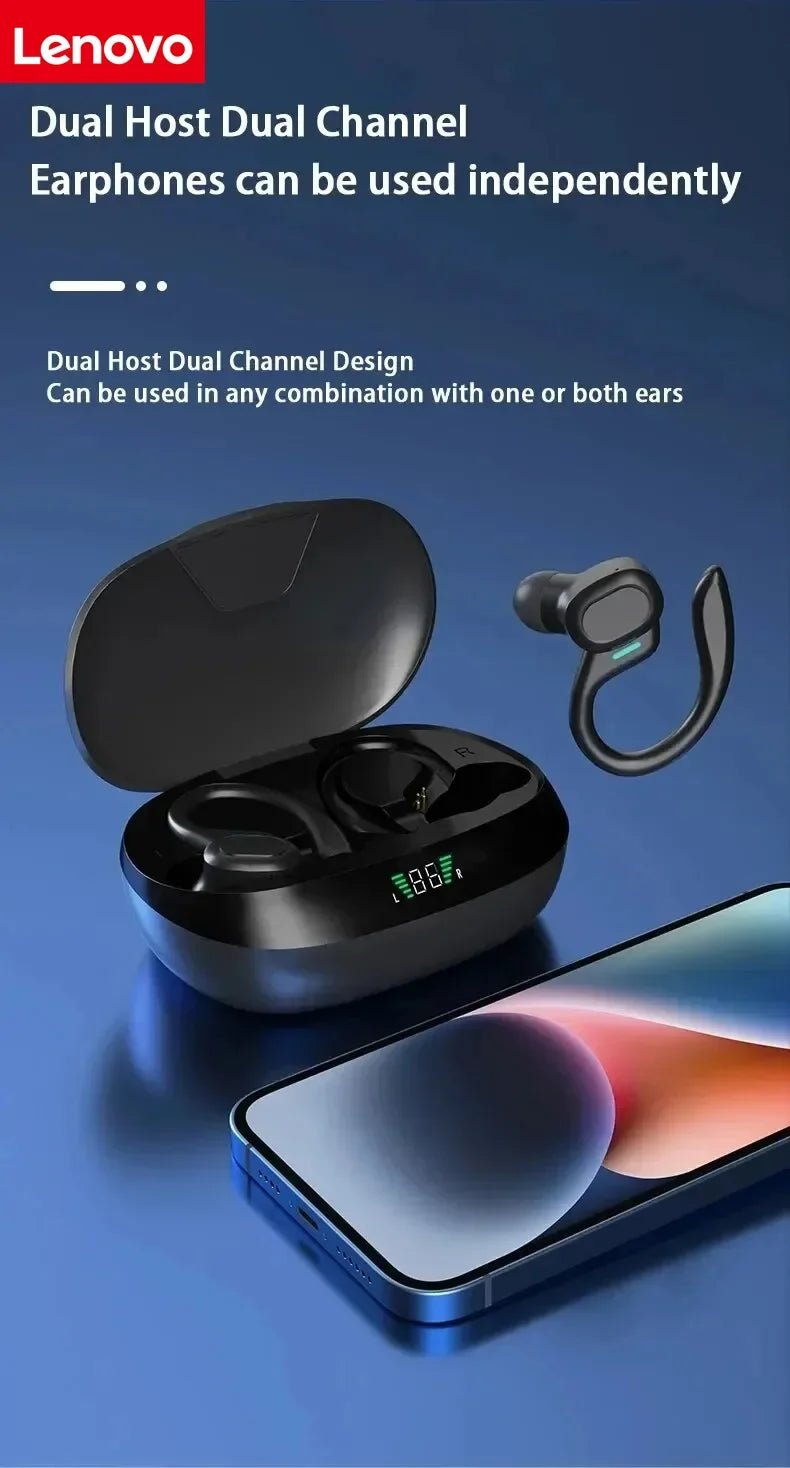 Lenovo Open-back Wireless Bluetooth Headphones, Noise-canceling and Waterproof Sports Headphones, Compatible with Xiaomi iPhone - Tara's Tiny Treasures
