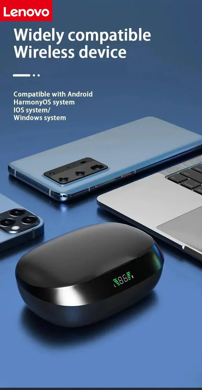 Lenovo Open-back Wireless Bluetooth Headphones, Noise-canceling and Waterproof Sports Headphones, Compatible with Xiaomi iPhone - Tara's Tiny Treasures