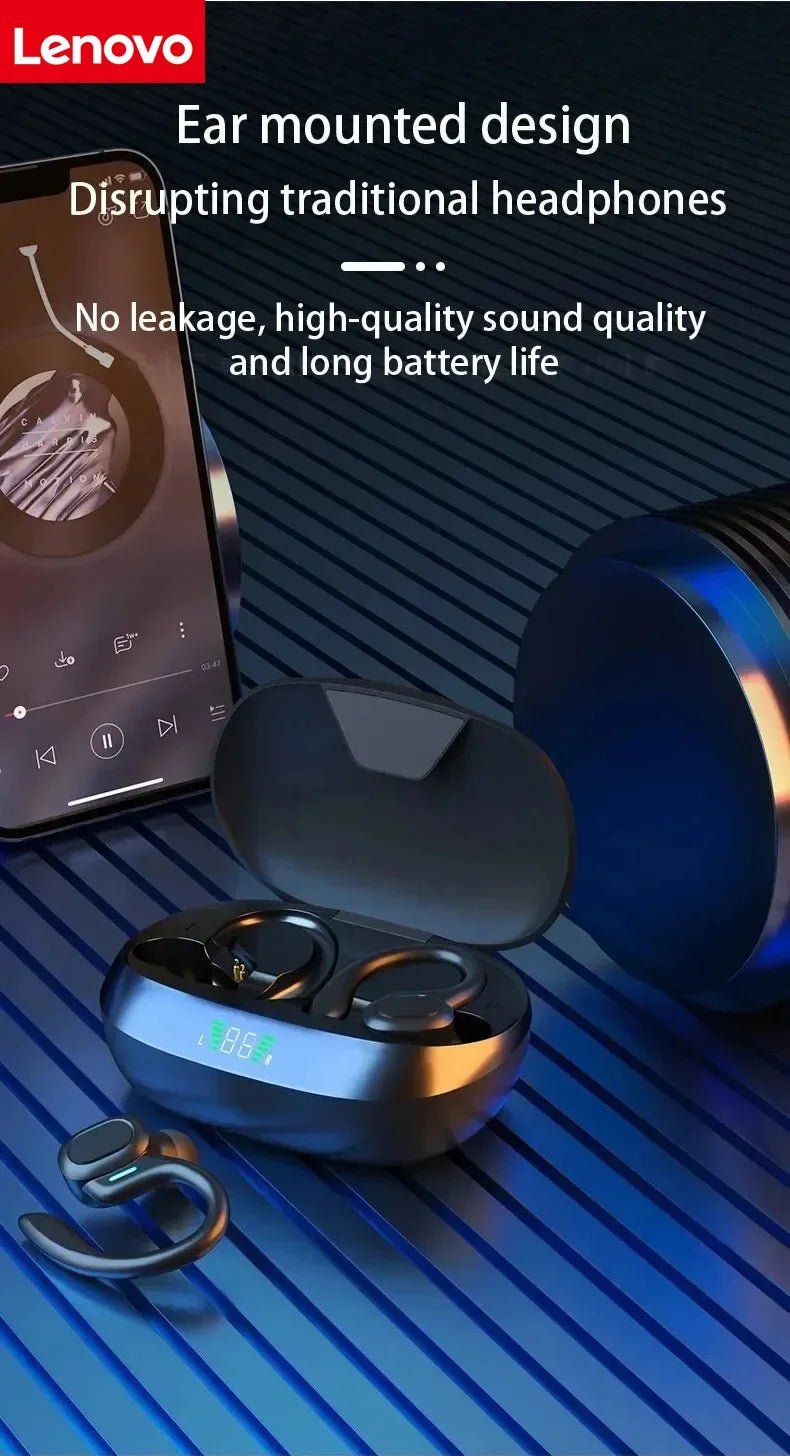 Lenovo Open-back Wireless Bluetooth Headphones, Noise-canceling and Waterproof Sports Headphones, Compatible with Xiaomi iPhone - Tara's Tiny Treasures