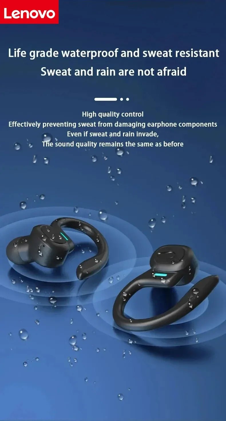 Lenovo Open-back Wireless Bluetooth Headphones, Noise-canceling and Waterproof Sports Headphones, Compatible with Xiaomi iPhone - Tara's Tiny Treasures