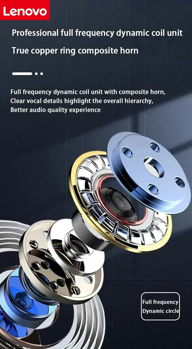 Lenovo Open-back Wireless Bluetooth Headphones, Noise-canceling and Waterproof Sports Headphones, Compatible with Xiaomi iPhone - Tara's Tiny Treasures