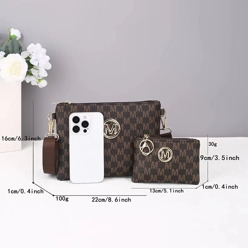 Letter Printed Luxury Texture Mother and Daughter Bag Women Bag Retro Fashion Wide Strap Shoulder Crossbody Bag - Tara's Tiny Treasures