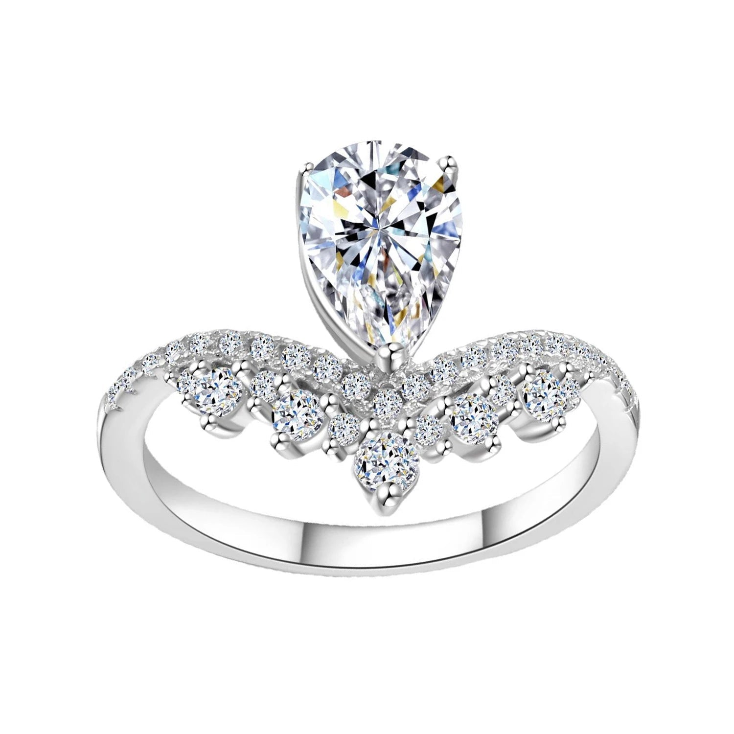 Luxury 1.5ct Water Drop Moissanite Ring wit Certificate Laboratory Diamond Rings Women Wedding Jewelry 18K Gold Plated S925 Si - Tara's Tiny Treasures