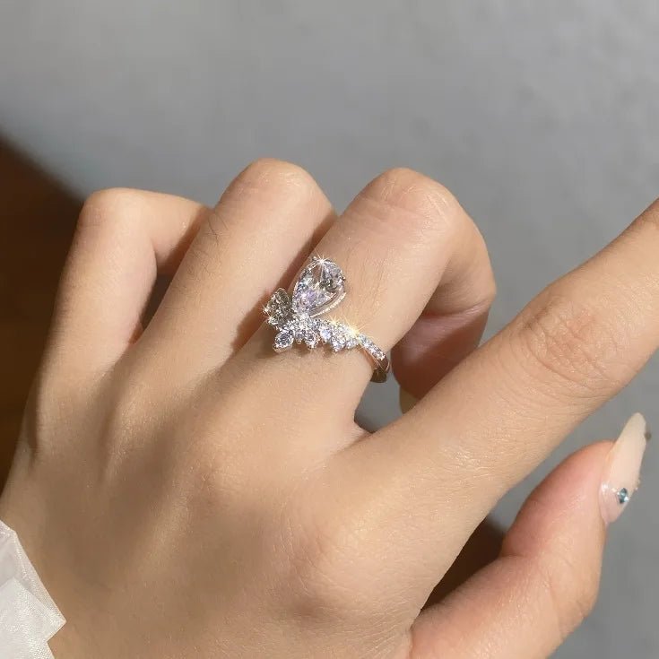 Luxury 1.5ct Water Drop Moissanite Ring wit Certificate Laboratory Diamond Rings Women Wedding Jewelry 18K Gold Plated S925 Si - Tara's Tiny Treasures