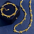 Luxury 18k Gold Plated Gemma Cubic Zirconia Jewelry Set for Women Elegant High Quality X Cross Choker Necklace Wedding Jewelry - Tara's Tiny Treasures