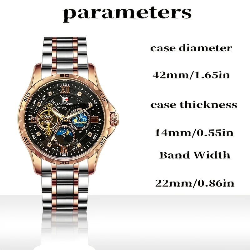 Luxury fully automatic mechanical men's watch with calendar, night light and waterproof, the first choice for gift giving - Tara's Tiny Treasures