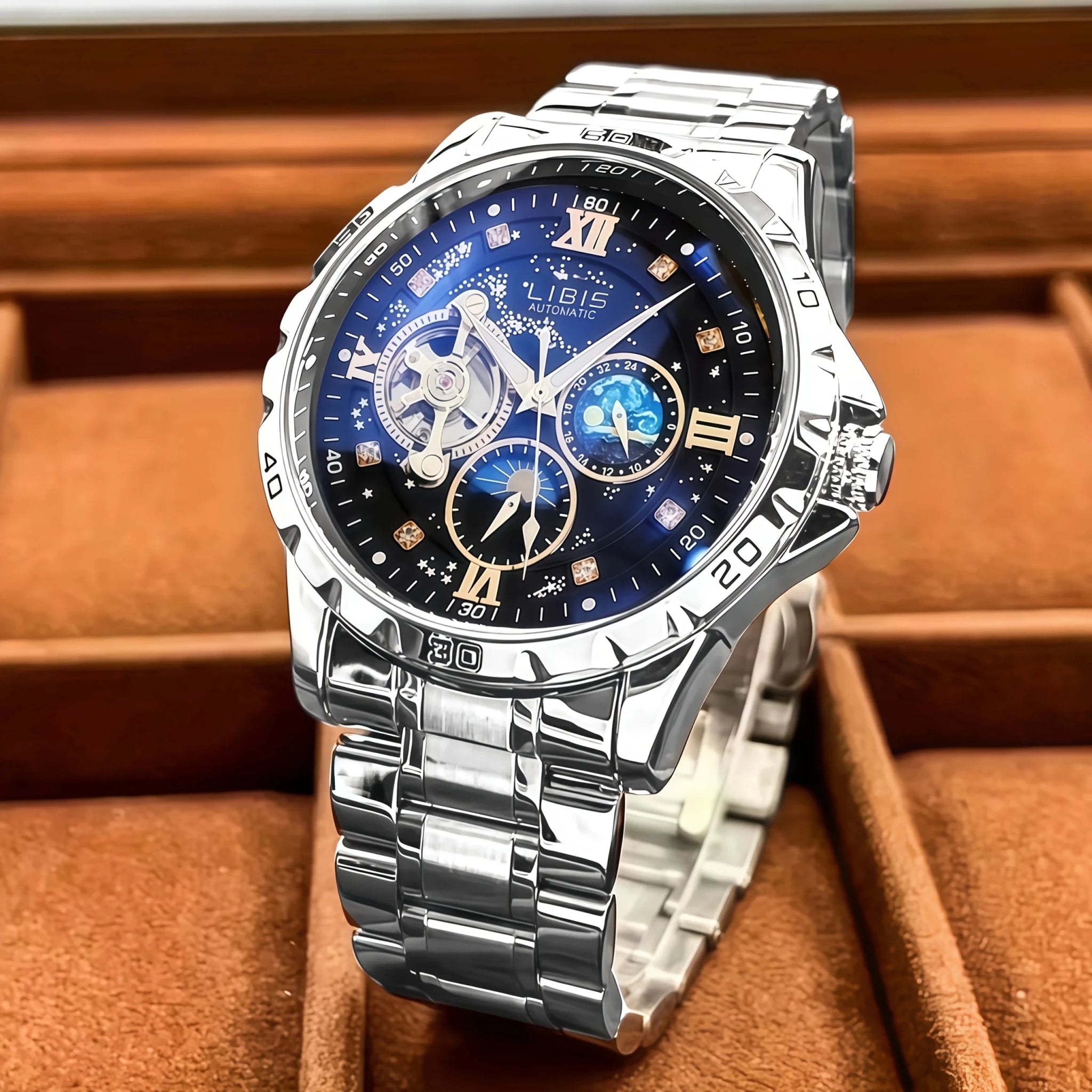 Luxury fully automatic mechanical men's watch with calendar, night light and waterproof, the first choice for gift giving - Tara's Tiny Treasures