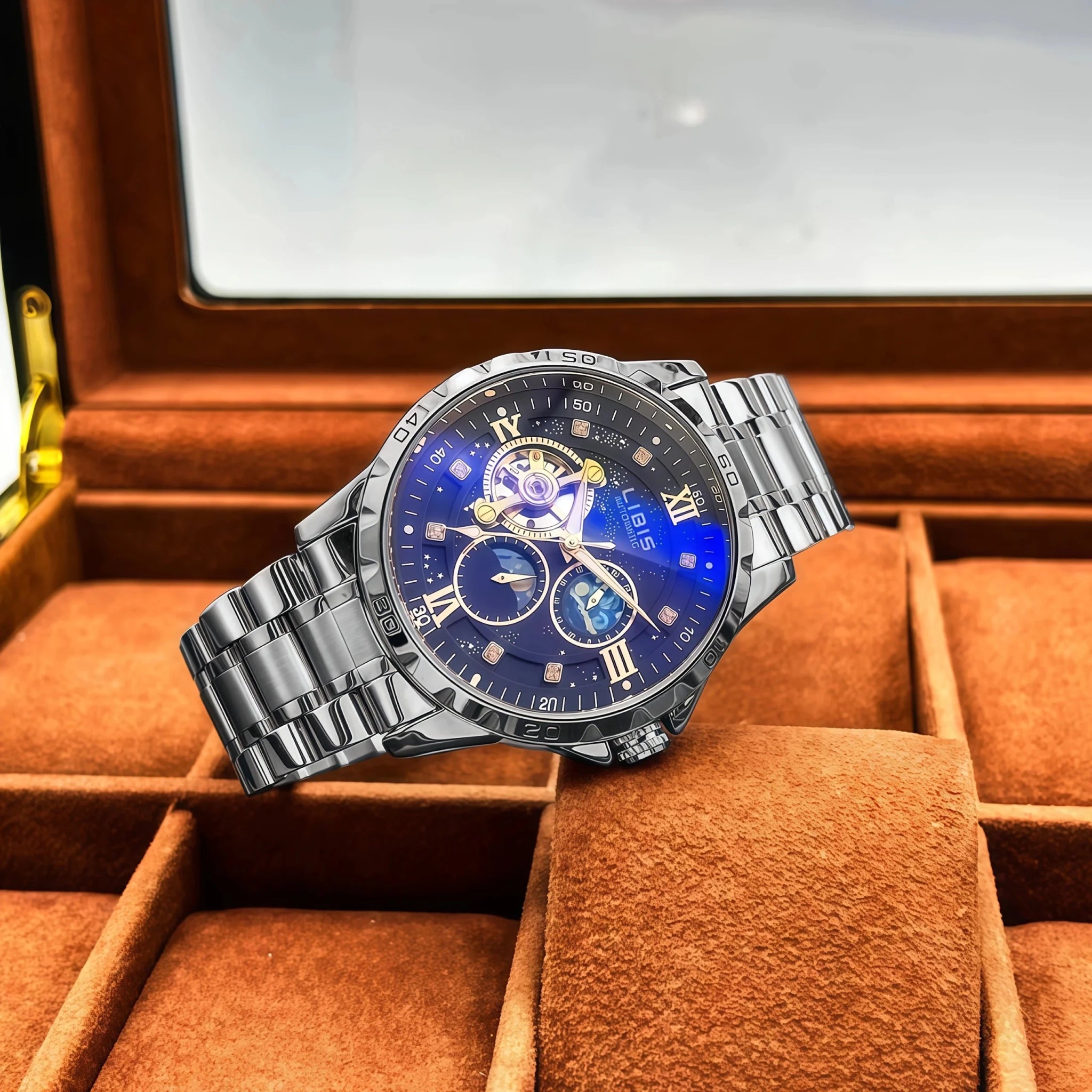 Luxury fully automatic mechanical men's watch with calendar, night light and waterproof, the first choice for gift giving - Tara's Tiny Treasures