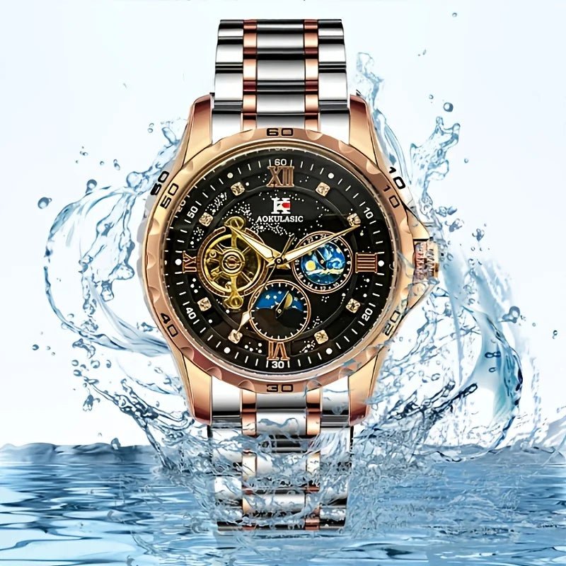 Luxury fully automatic mechanical men's watch with calendar, night light and waterproof, the first choice for gift giving - Tara's Tiny Treasures