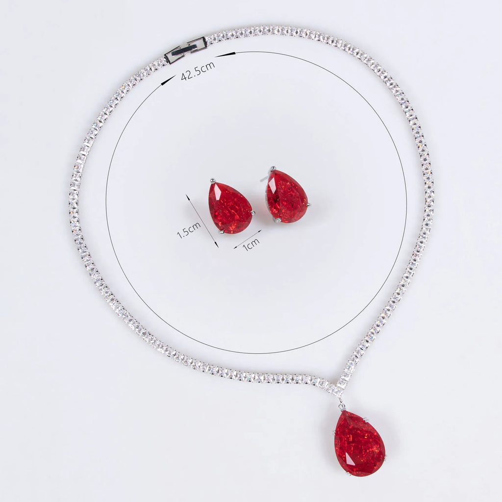 Luxury Ladies Jewellery Set Summer Dresses Hundreds With Pieces Big Drops Necklace Earrings Party Evening Gift Wedding M-312 - Tara's Tiny Treasures