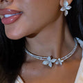 Luxury Large Flower Necklace Earrings Sets Wedding Accessories 2026 Exquisite Full Rhinestone Bridal Jewelry Set for Women Gift - Tara's Tiny Treasures