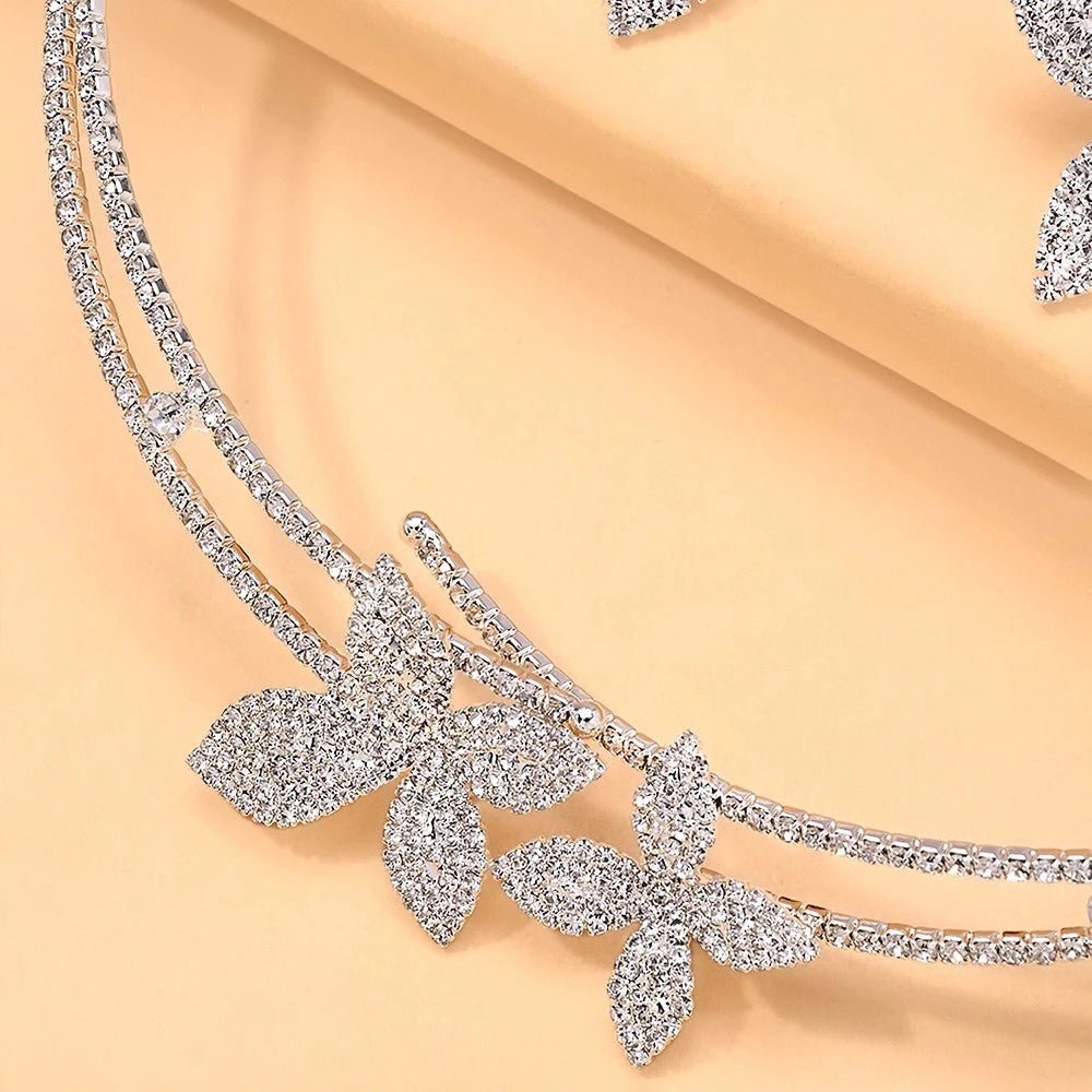 Luxury Large Flower Necklace Earrings Sets Wedding Accessories 2026 Exquisite Full Rhinestone Bridal Jewelry Set for Women Gift - Tara's Tiny Treasures