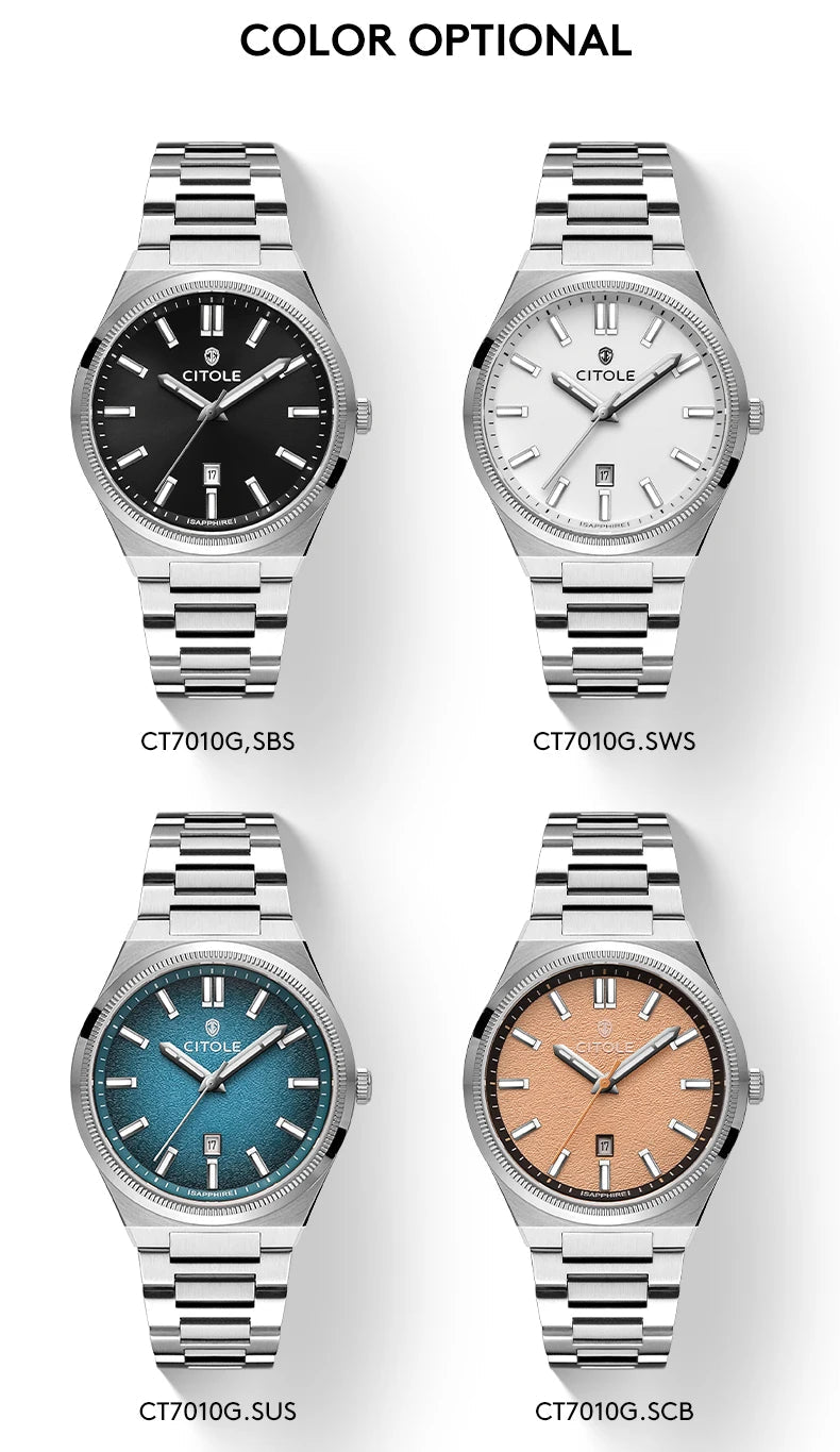 Luxury Sports Watch for Men Waterproof Stainless Steel MIYOTA 2115 Quartz Movement CT7010G - Tara's Tiny Treasures